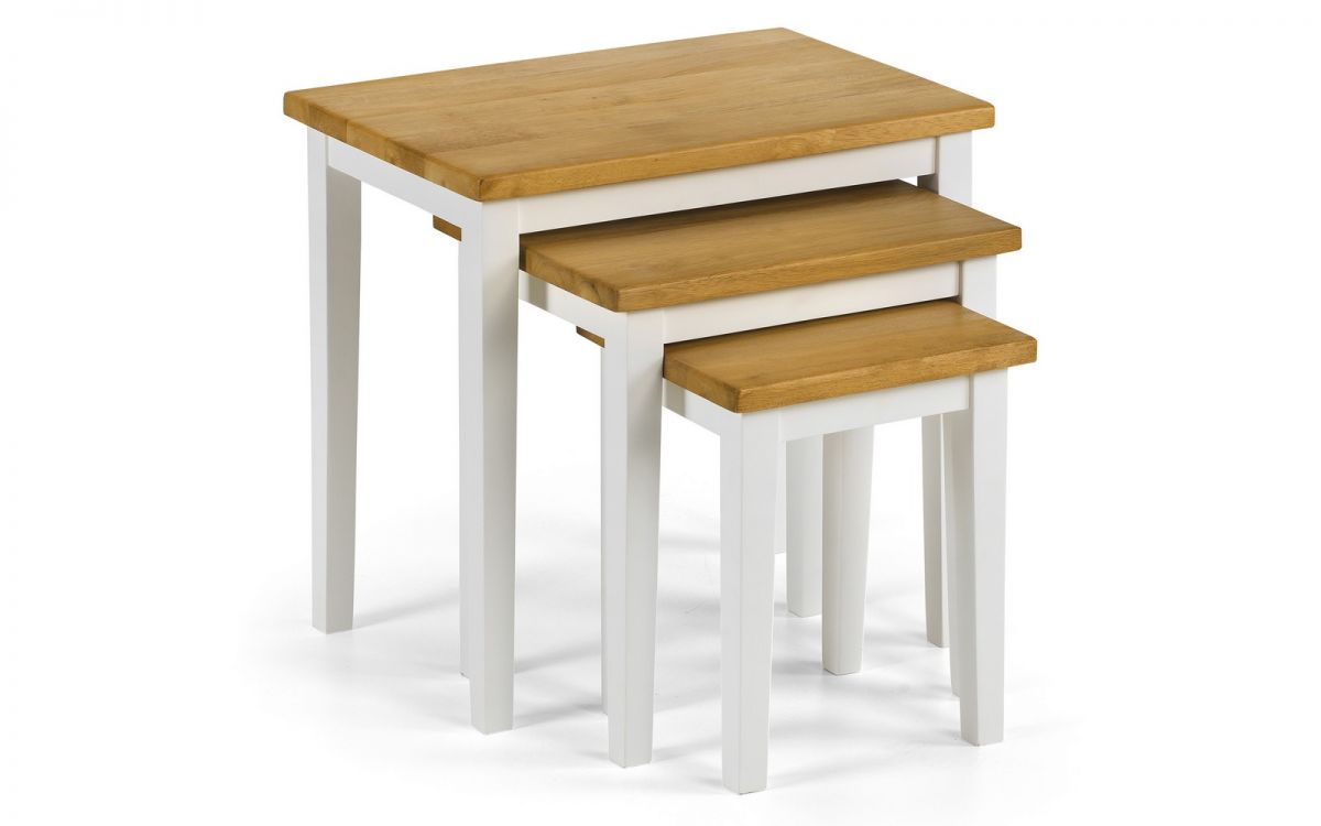 Julian Bowen Cleo Nest of Tables - Two Tone White/Oak Finish