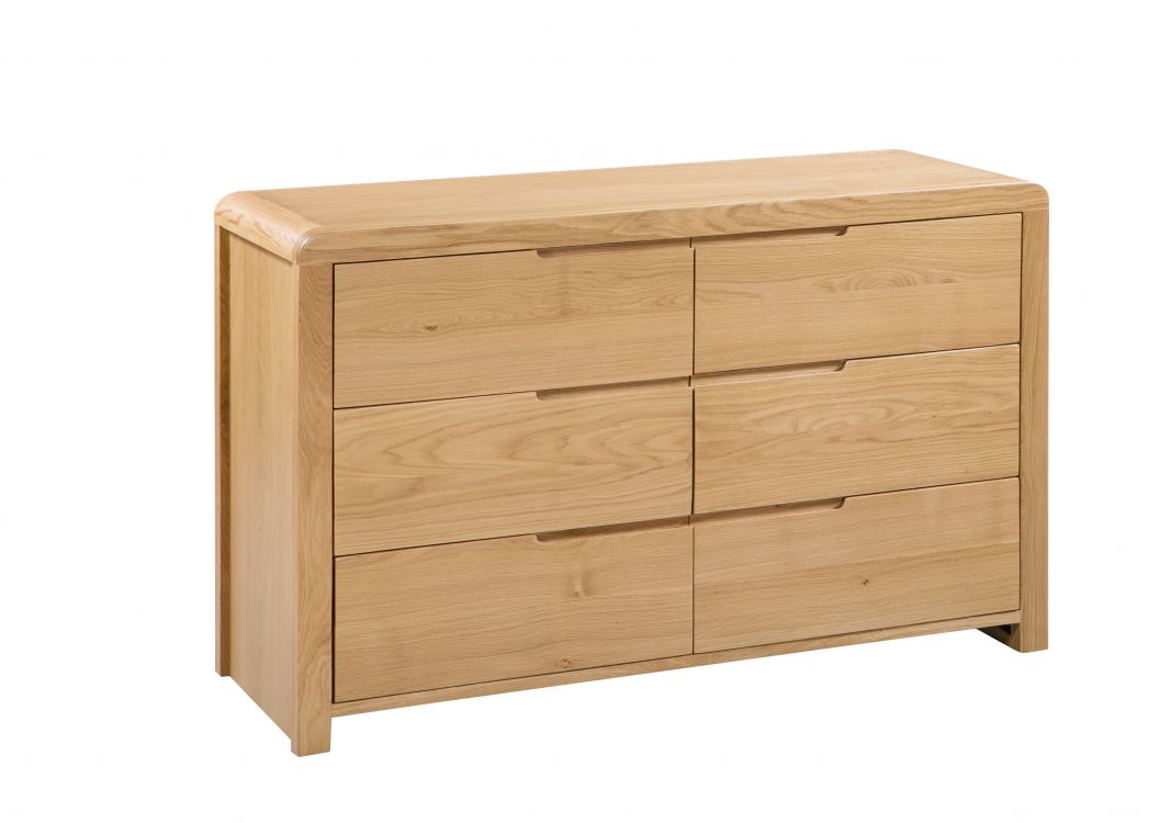 Julian Bowen Curve Oak 6 Drawer Wide Chest