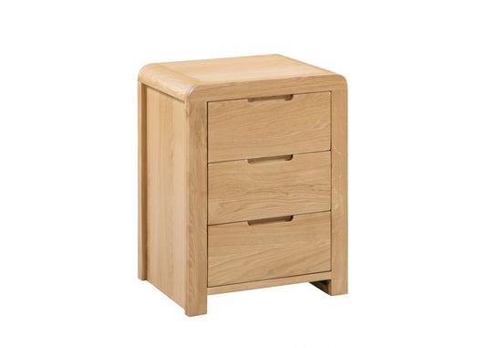 Julian Bowen Curve 3 Drawer Bedside Cabinet Oak