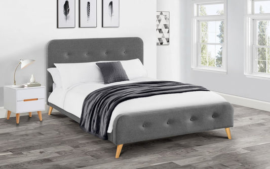 Julian Bowen Grey Linen Astrid Double Fabric Bed