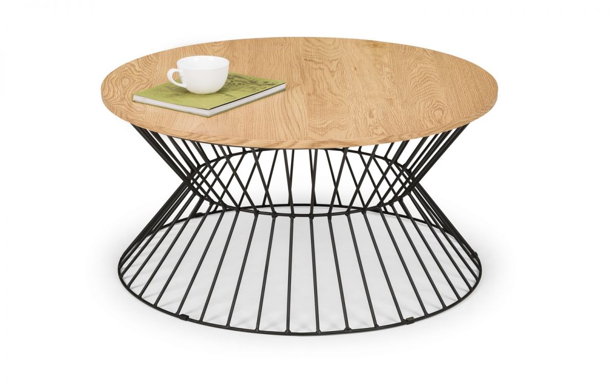 Julian Bowen Jersey Round Wire Coffee Table - Oak