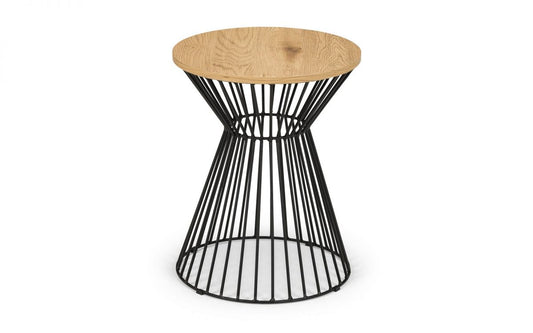 Julian Bowen Jersey Oak Round Wire Lamp Table - Oak