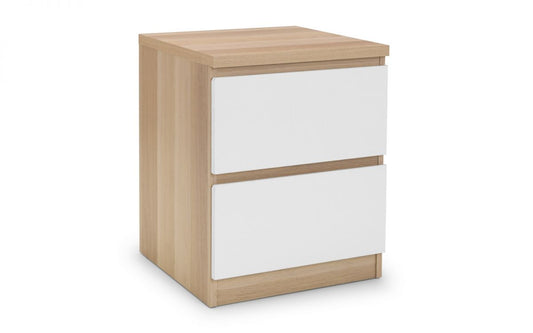 Julian Bowen Jupiter White & Oak 2 Drawer Bedside