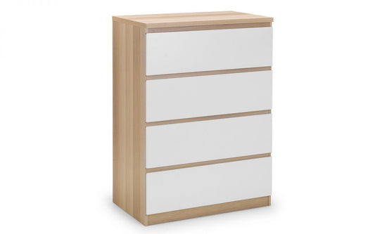 Julian Bowen Jupiter White & Oak 4 Drawer Chest