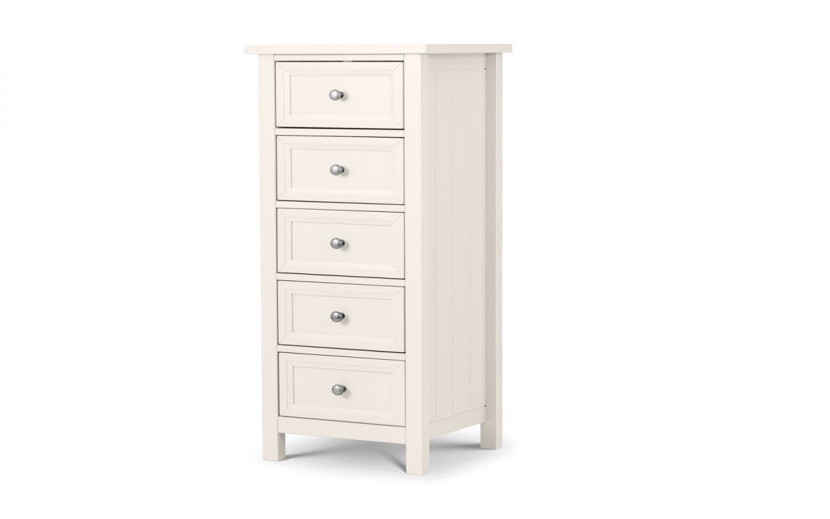 Julian Bowen Maine Surf White 5 Drawer Tall Chest