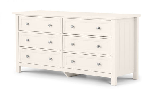 Julian Bowen Maine Surf White 6 Drawer Wide Chest