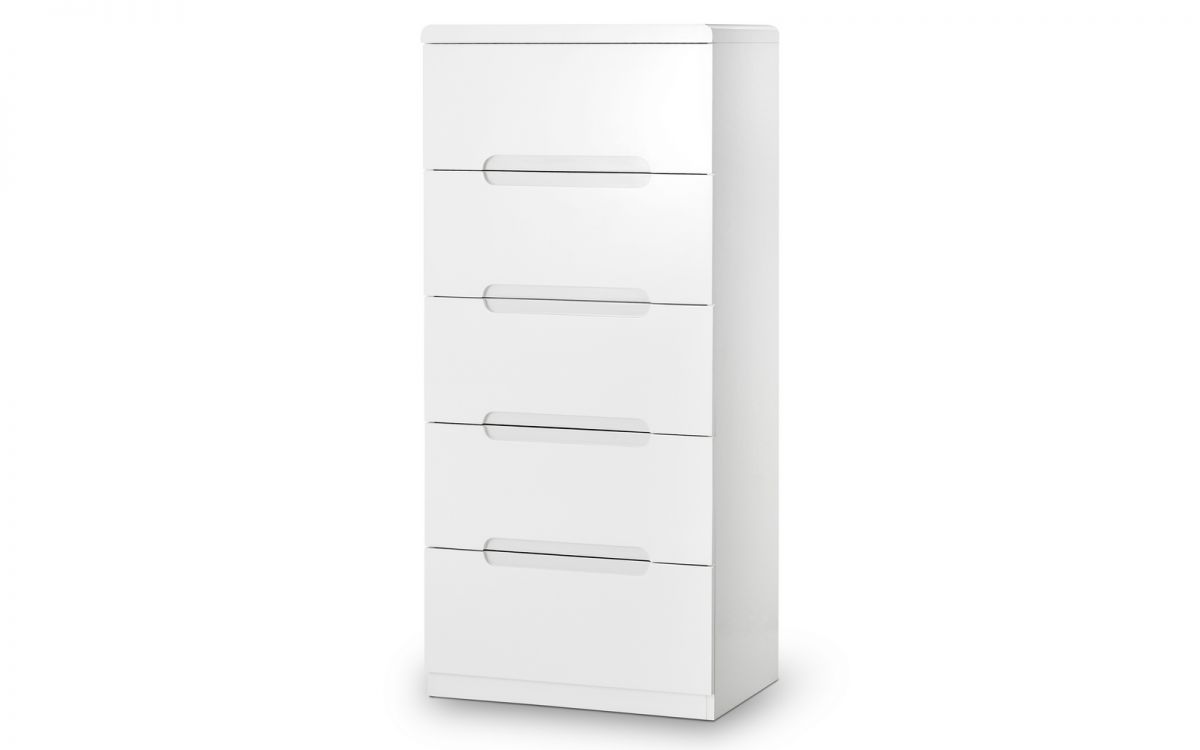 Julian Bowen Manhattan White 5 Drawer Narrow Chest