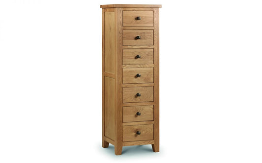 Julian Bowen Marlborough Oak 7 Drawer Narrow Chest