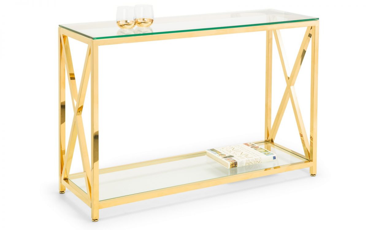 Julian Bowen Miami Gold Glass Console Table