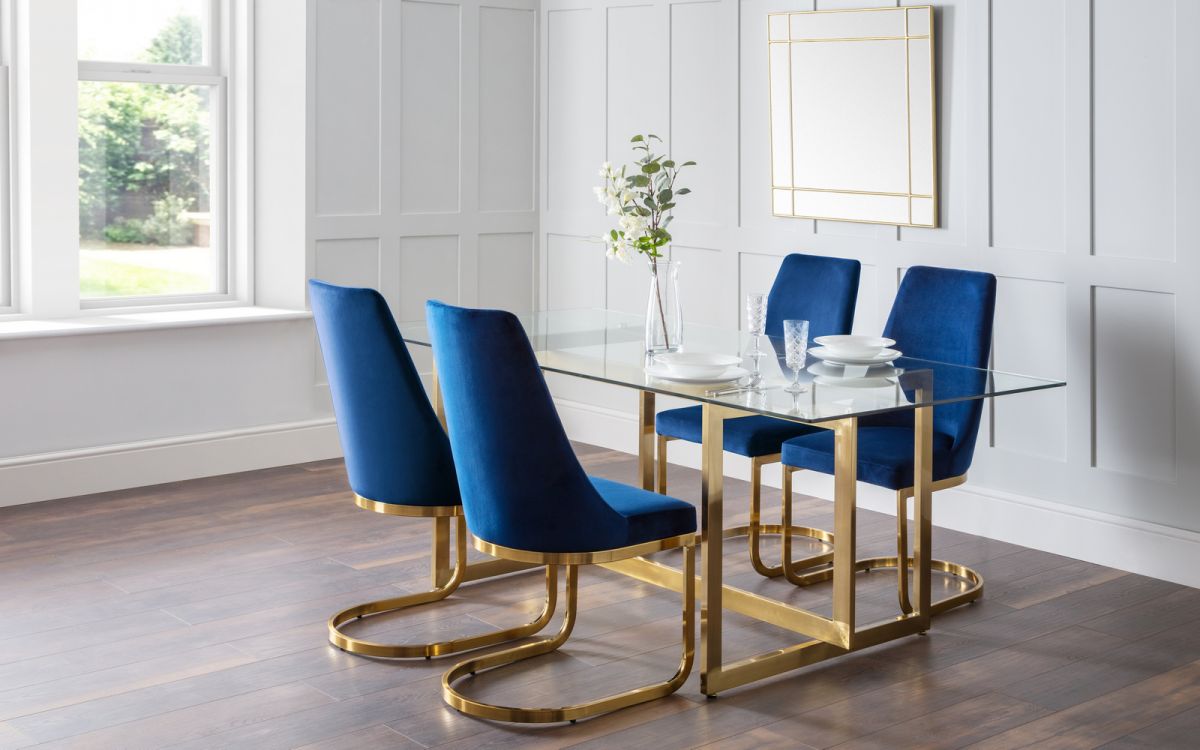 Julian Bowen Minori Gold Glass Dining Table