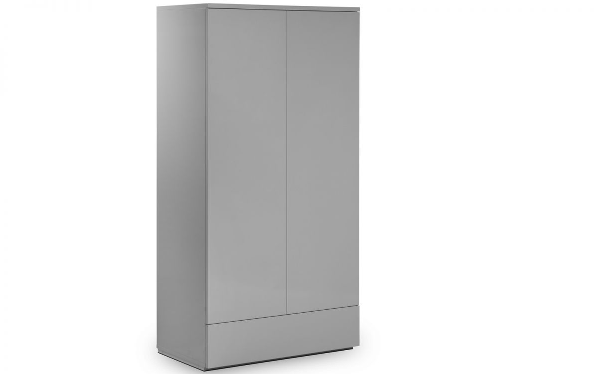 Julian Bowen Monaco 2 Door Combination Wardrobe - Grey High Gloss