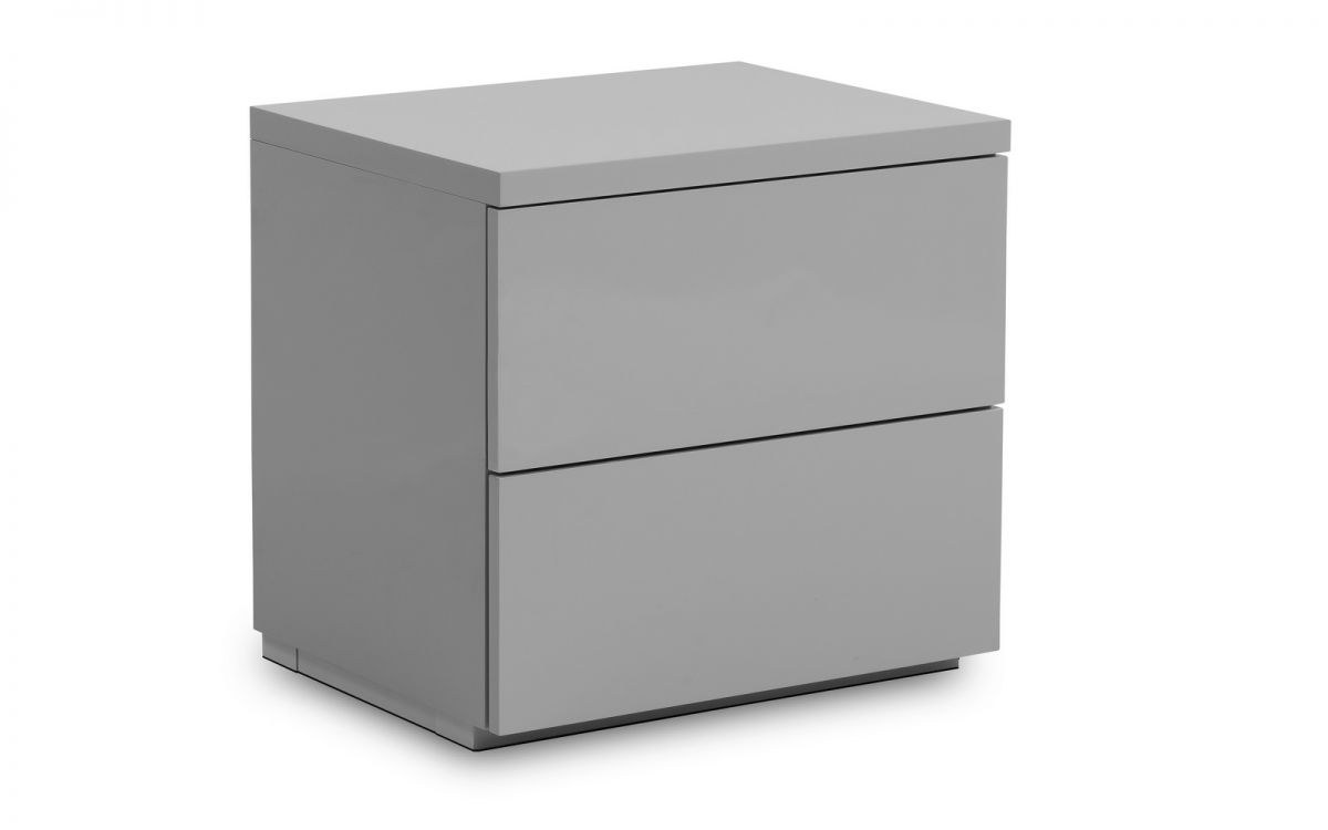 Julian Bowen Monaco Grey High Gloss 2 Drawer Bedside