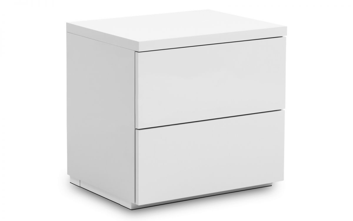 Julian Bowen Monaco White High Gloss 2 Drawer Bedside