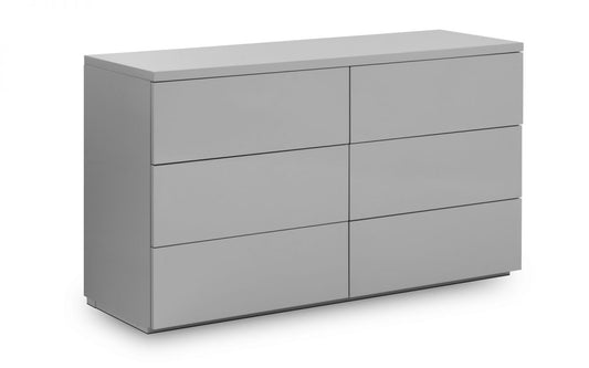 Julian Bowen Monaco Grey High Gloss 6 Drawer Wide Chest