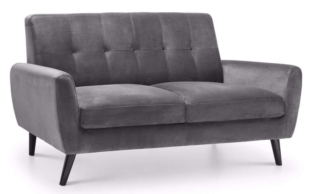 Julian Bowen Monza 2 Seater Sofa - Grey Velvet