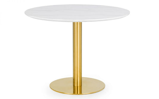 Julian Bowen Palermo Gold White Marble Round Pedestal Table