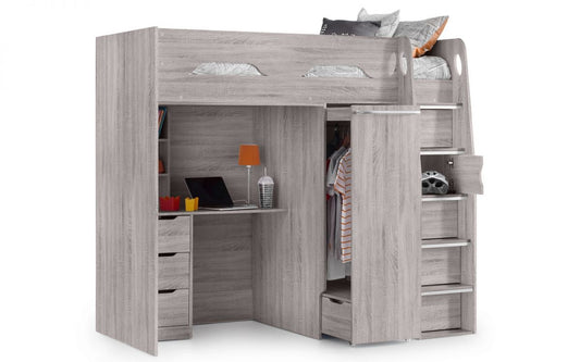 Julian Bowen Pegasus Highsleeper Bed In Grey Oak