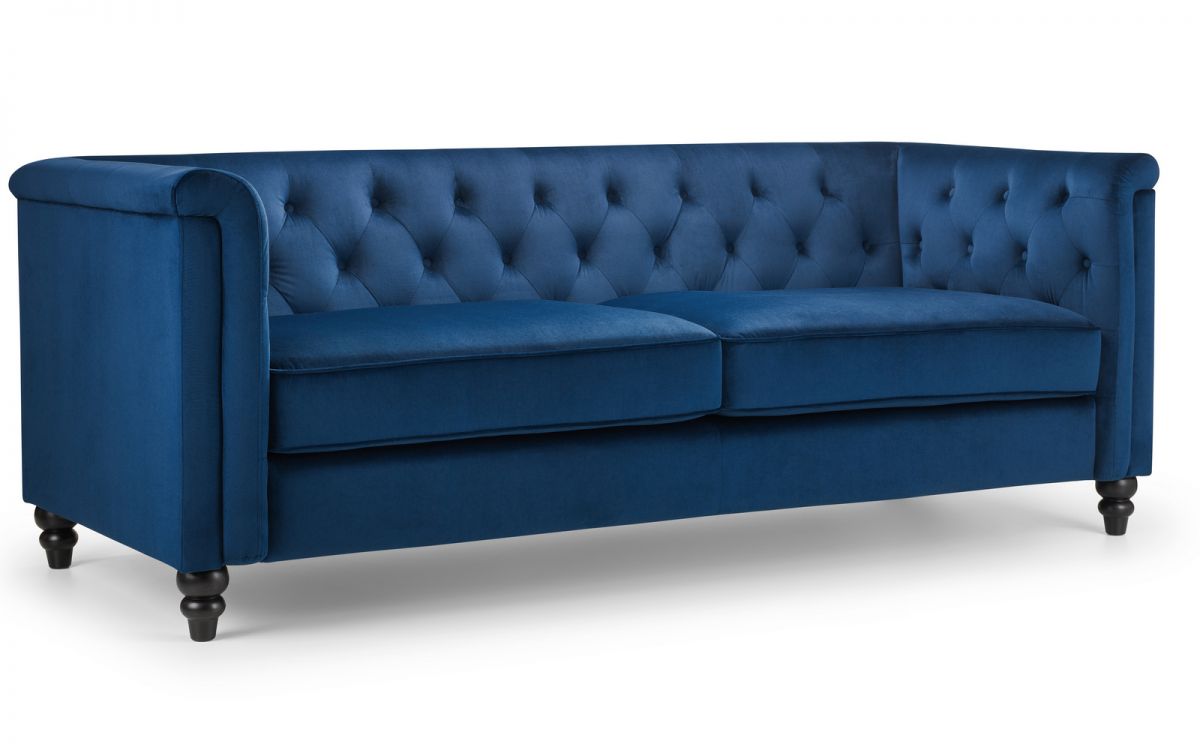 Julian Bowen Sandringham 3 Seater Sofa - Blue Velvet