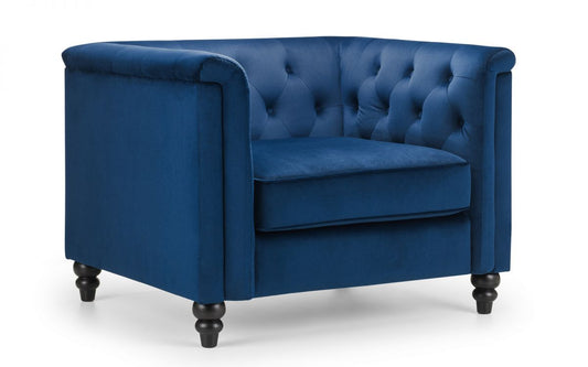 Julian Bowen Sandringham Chair - Blue Velvet