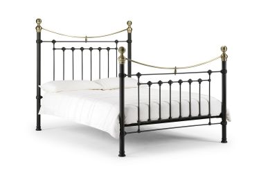 Julian Bowen Satin Black & Brass Victoria Double Bed