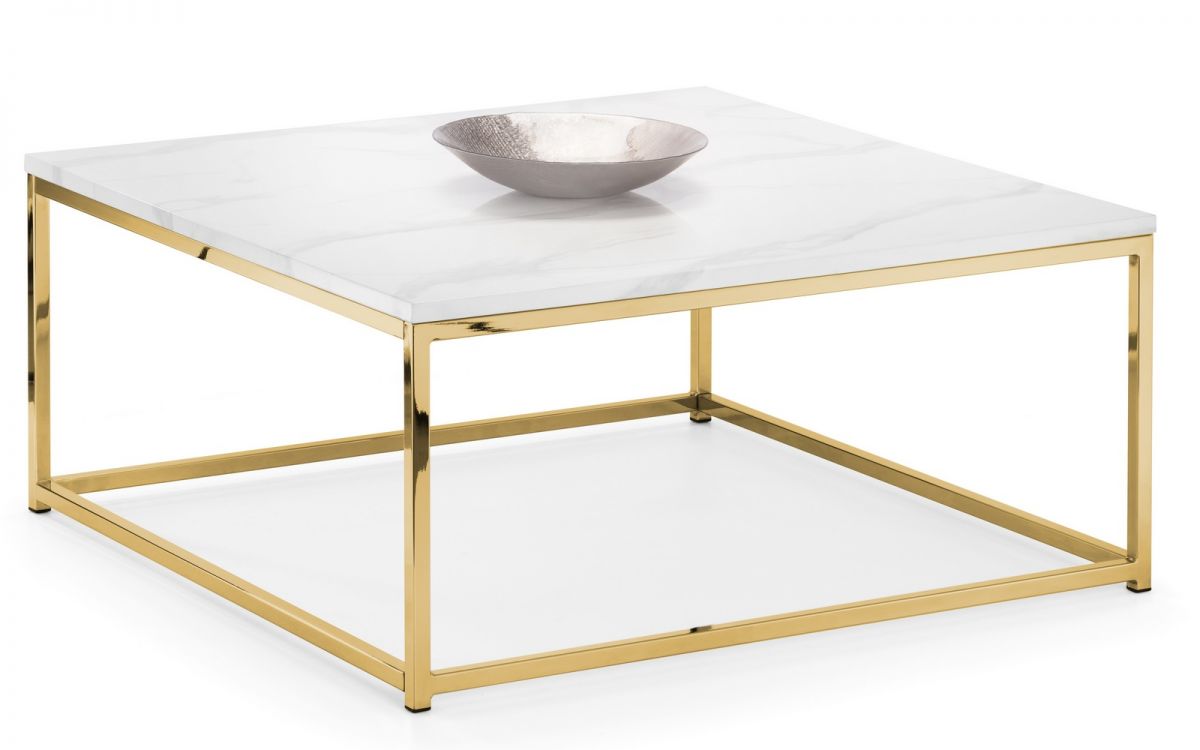 Julian Bowen Scala Gold White Marble Top Coffee Table