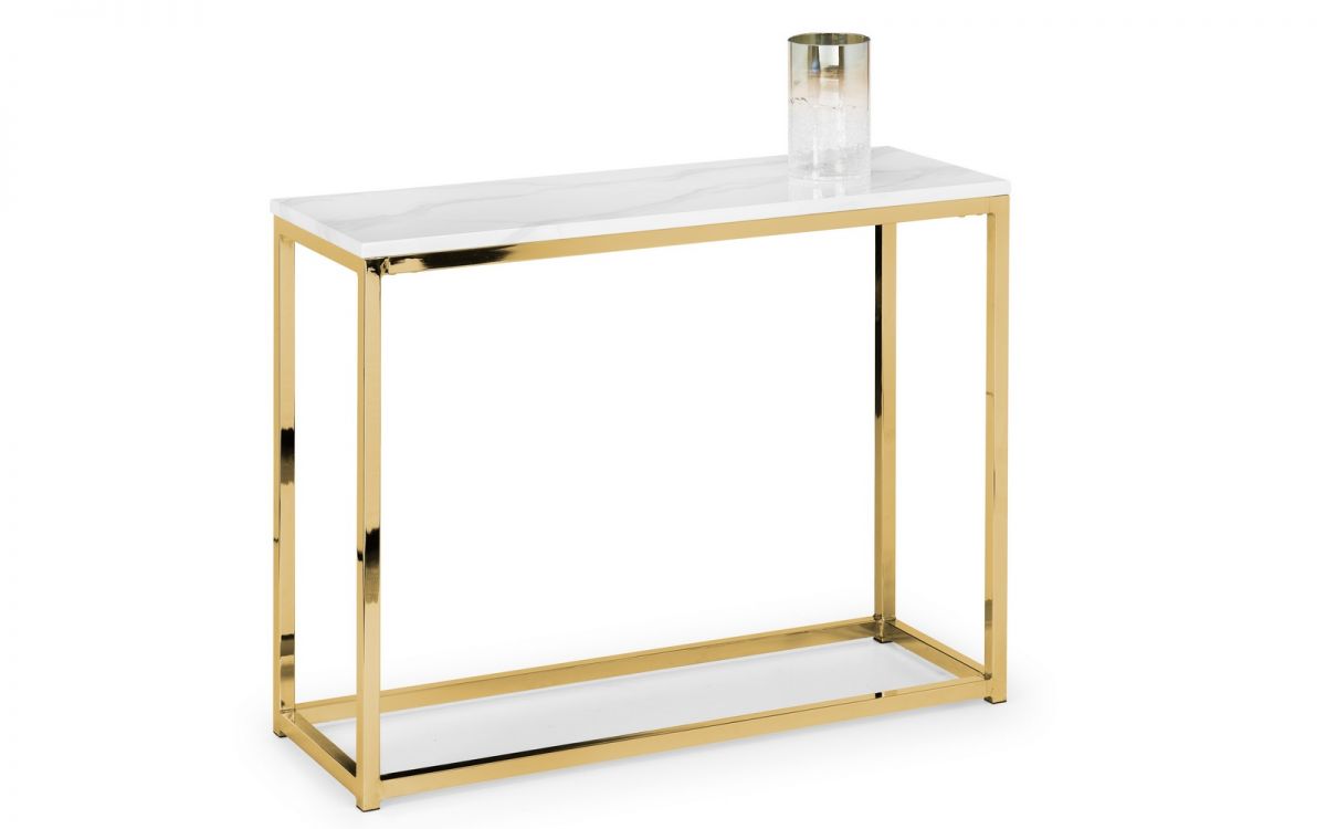 Julian Bowen Scala Gold White Marble Top Console Table