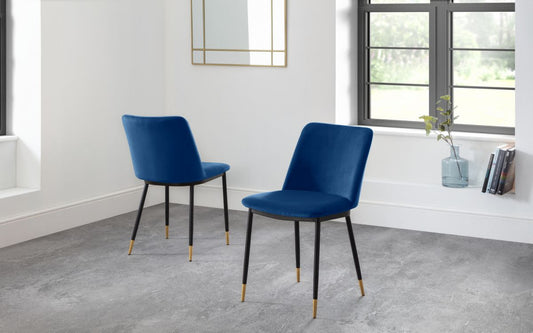 Julian Bowen Set Of 2 Blue Delaunay Dining Chairs