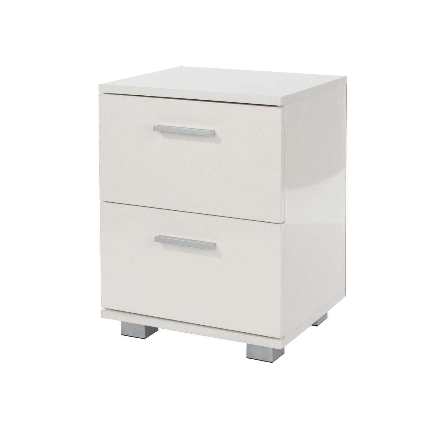 Core Lido White High Gloss 2 Drawer Bedside Cabinet