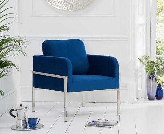 Mark Harris Breva Blue Velvet Accent Chair