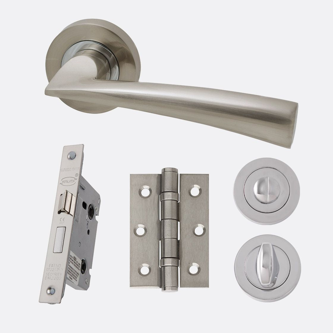 Mars Polished Chrome & Satin Nickel Lever On Rose Door Handle Privacy Set