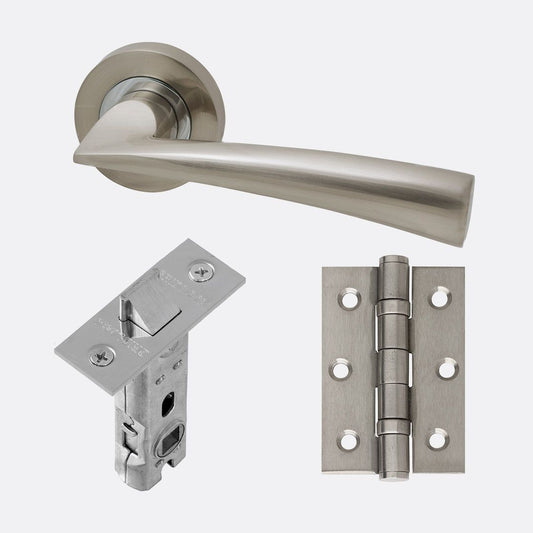 Mars Polished Chrome & Satin Nickel Lever On Rose Door Handle Set