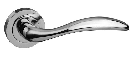 Mediterranean Ancon Lever On Round Rose Pair Of Door Handles Polished Chrome