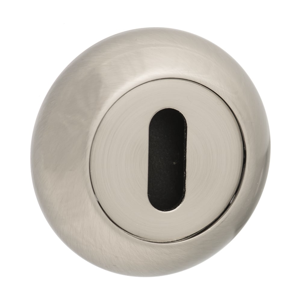 Mediterranean Pair Of Euro Escutcheon On Round C Rose In Satin Nickel