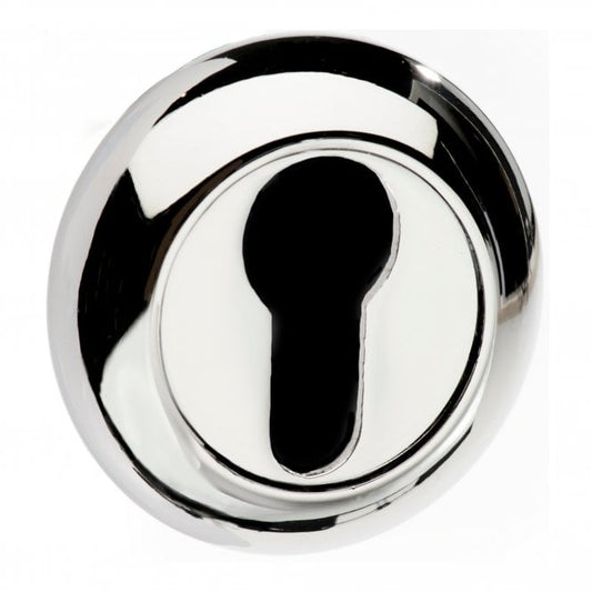 Mediterranean Pair Of Euro Escutcheon On Round C Rose Polished Chrome