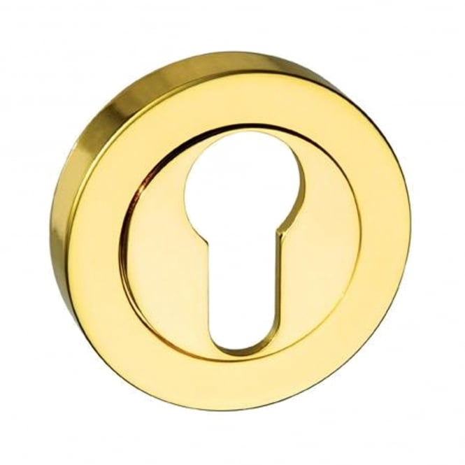 Mediterranean Pair Of Key Escutcheon On Round Rose Polished Brass