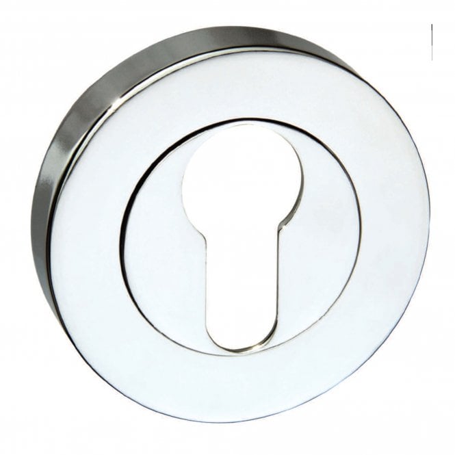 Mediterranean Pair Of Key Escutcheon On Round Rose Polished Chrome