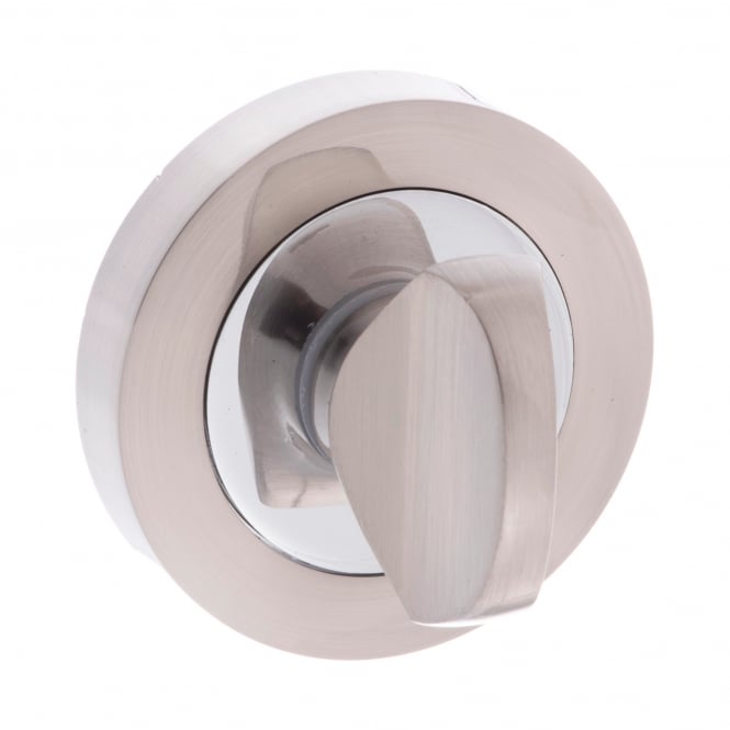 Mediterranean WC Turn And Release On Round Rose In Satin Nickel/Polished Chrome