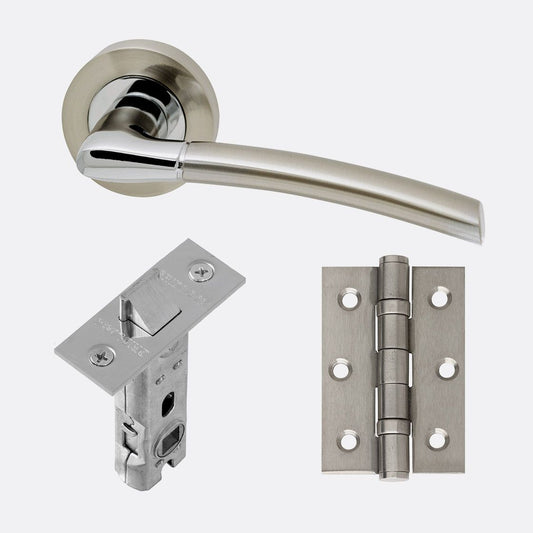 Mercury Lever On Rose Polished Chrome & Satin Nickel Door Handle Set