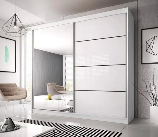 Multi 35 233cm 2 Sliding Mirror Door Wardrobe - 3 Colours