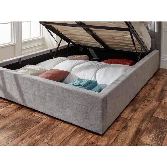 Dakota Platinum Fabric Ottoman Kingsize Bedstead