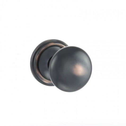 Old English Harrogate Solid Brass Pair Mushroom Mortice Knob Concealed Fix Rose Antique Copper