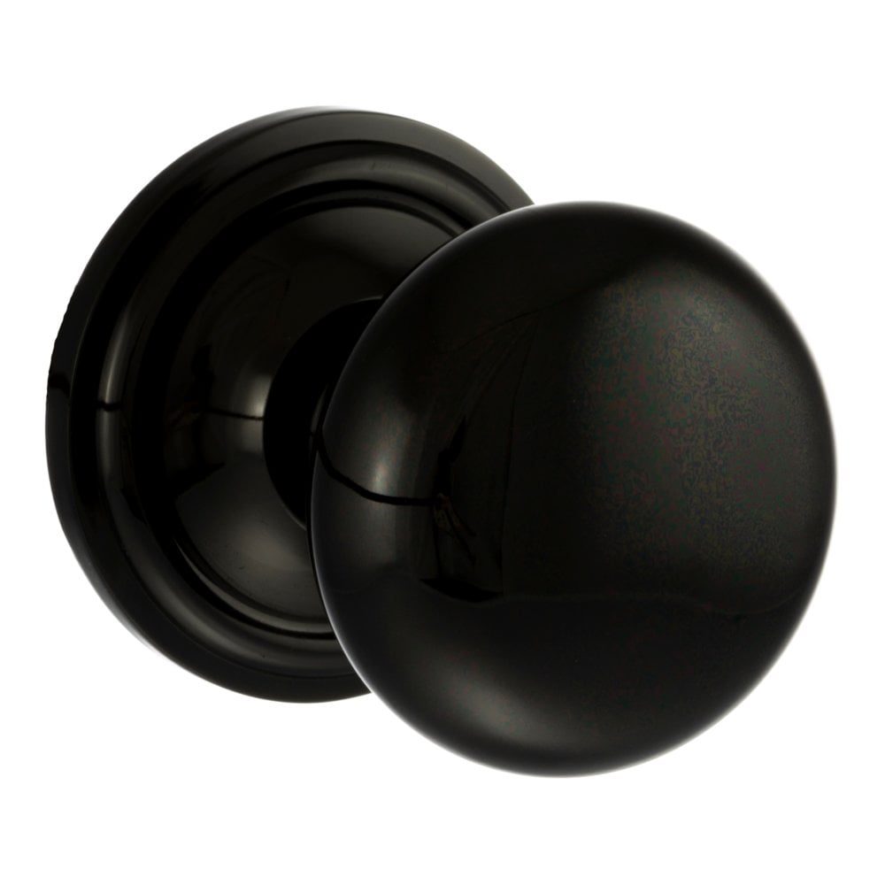 Old English Harrogate Solid Brass Pair Of Mushroom Mortice Knob On Concealed Fix Rose Black Nickel