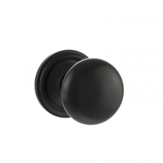 Old English Harrogate Solid Brass Pair Of Mushroom Mortice Knob On Concealed Fix Rose Matt Black