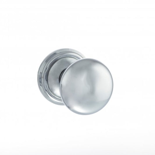 Old English Harrogate Solid Brass Pair Of Mushroom Mortice Knob On Concealed Fix Rose Polish Chrome