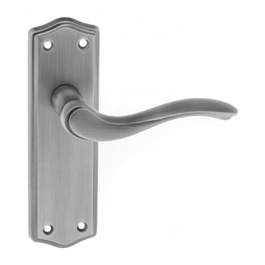 Old English Warwick Lever On Backplate Pair Of Door Handles In Matt Gun Metal