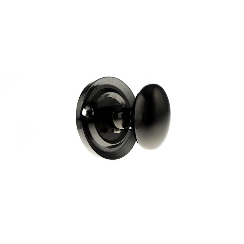 Old English WC Turn And Release Knob Style On Round Rose In Black Nickel