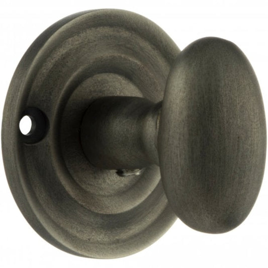 Old English WC Turn And Release Knob Style On Round Rose In Matt Gun Metal