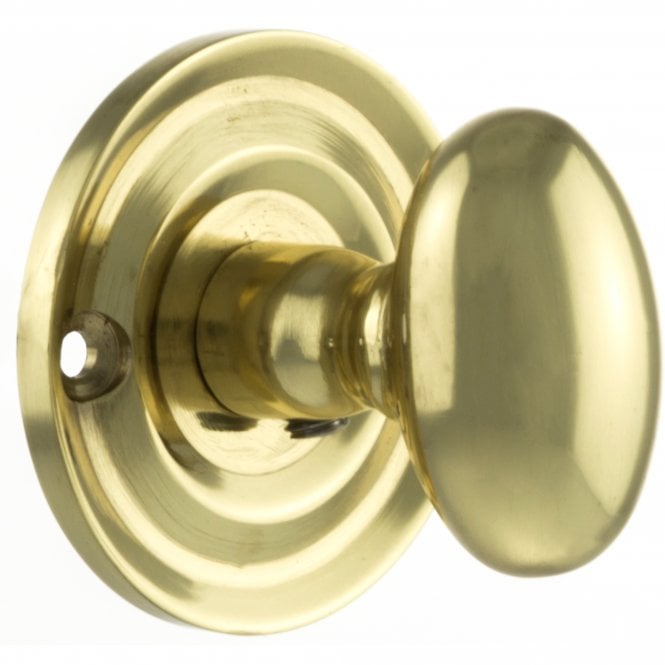 Old English WC Turn And Release Knob Style On Round Rose In Polished Brass