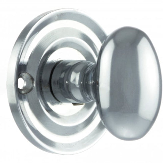 Old English WC Turn And Release Knob Style On Round Rose In Polished Chrome