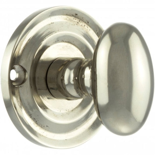 Old English WC Turn And Release Knob Style On Round Rose In Polished Nickel